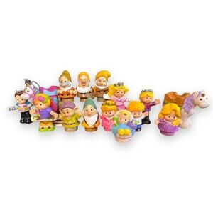Lot of 15 Fisher Price Little People Bendable Figures Disney Snow White Royal